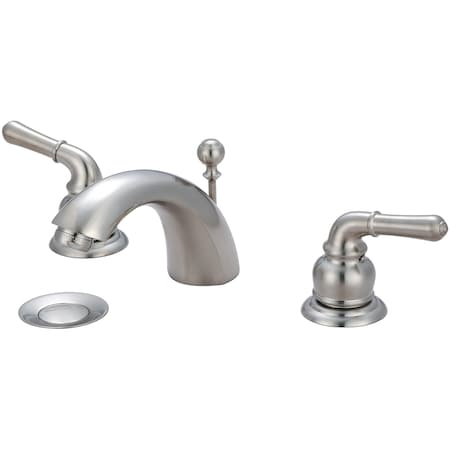 Two Handle Widespread Bathroom Faucet, Compression Hose, Nickel, Weight: 6.6